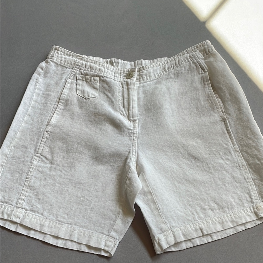 J. Jill Love Linen White High Waist Shorts 7”- Size 4